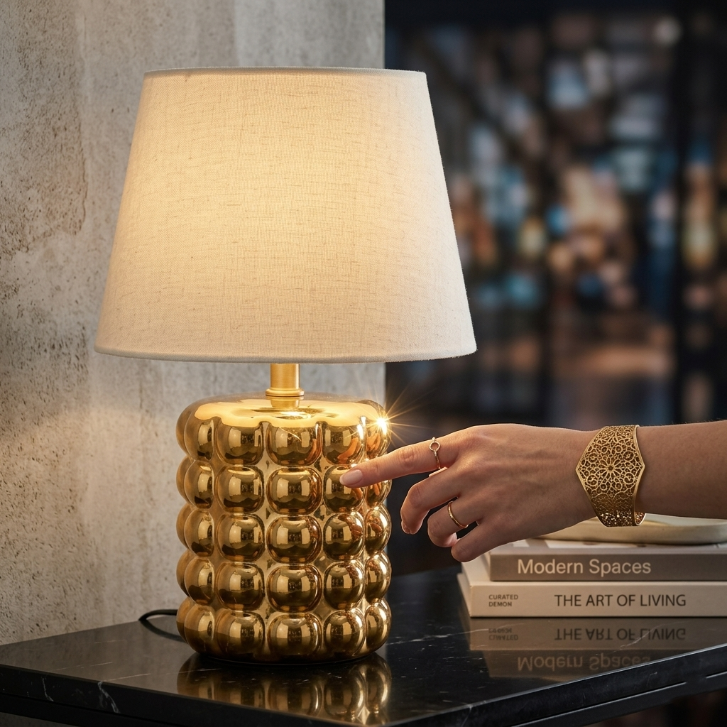 LAMPE DE TABLE BUBLLES DORÉ