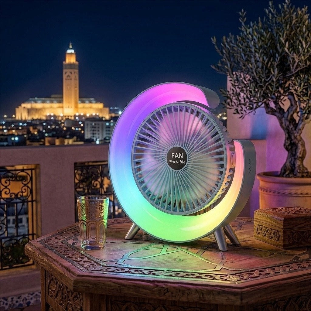 Le ventilateur & lampe de table portable 2-en-1