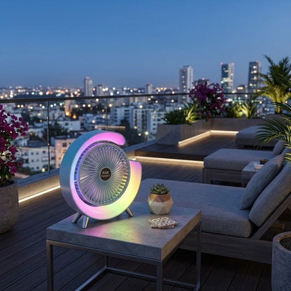 Le ventilateur & lampe de table portable 2-en-1