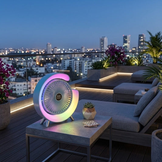 Ventilateur & Veilleuse Rechargeable 2 en 1