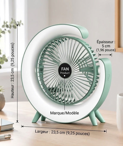 Le ventilateur & lampe de table portable 2-en-1